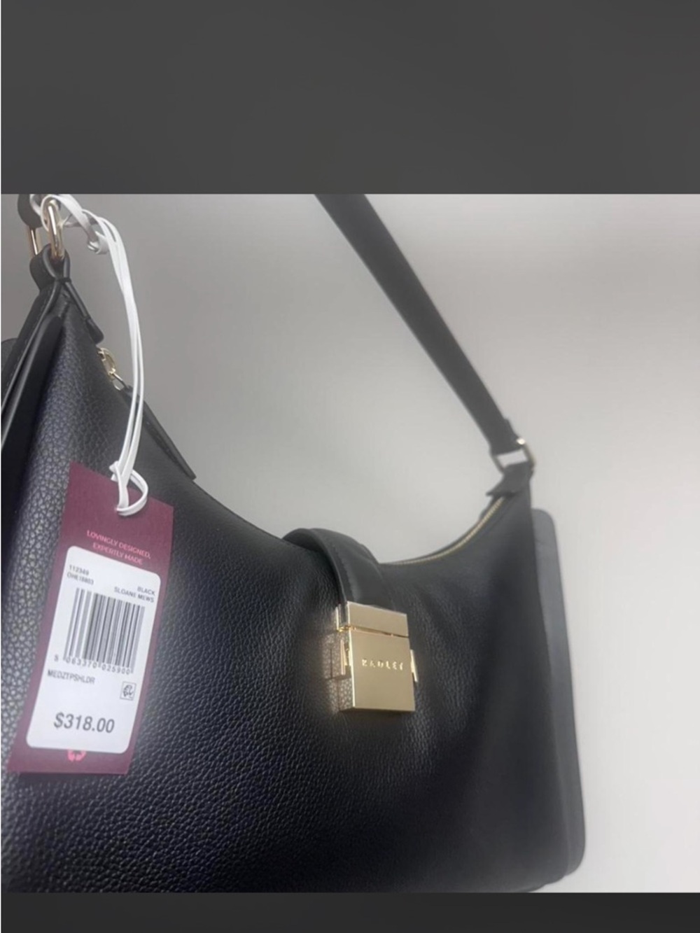 RADLEY LONDON Black Pebbled Leather Shoulder Bag with Gold Lock - Picture 5 of 5